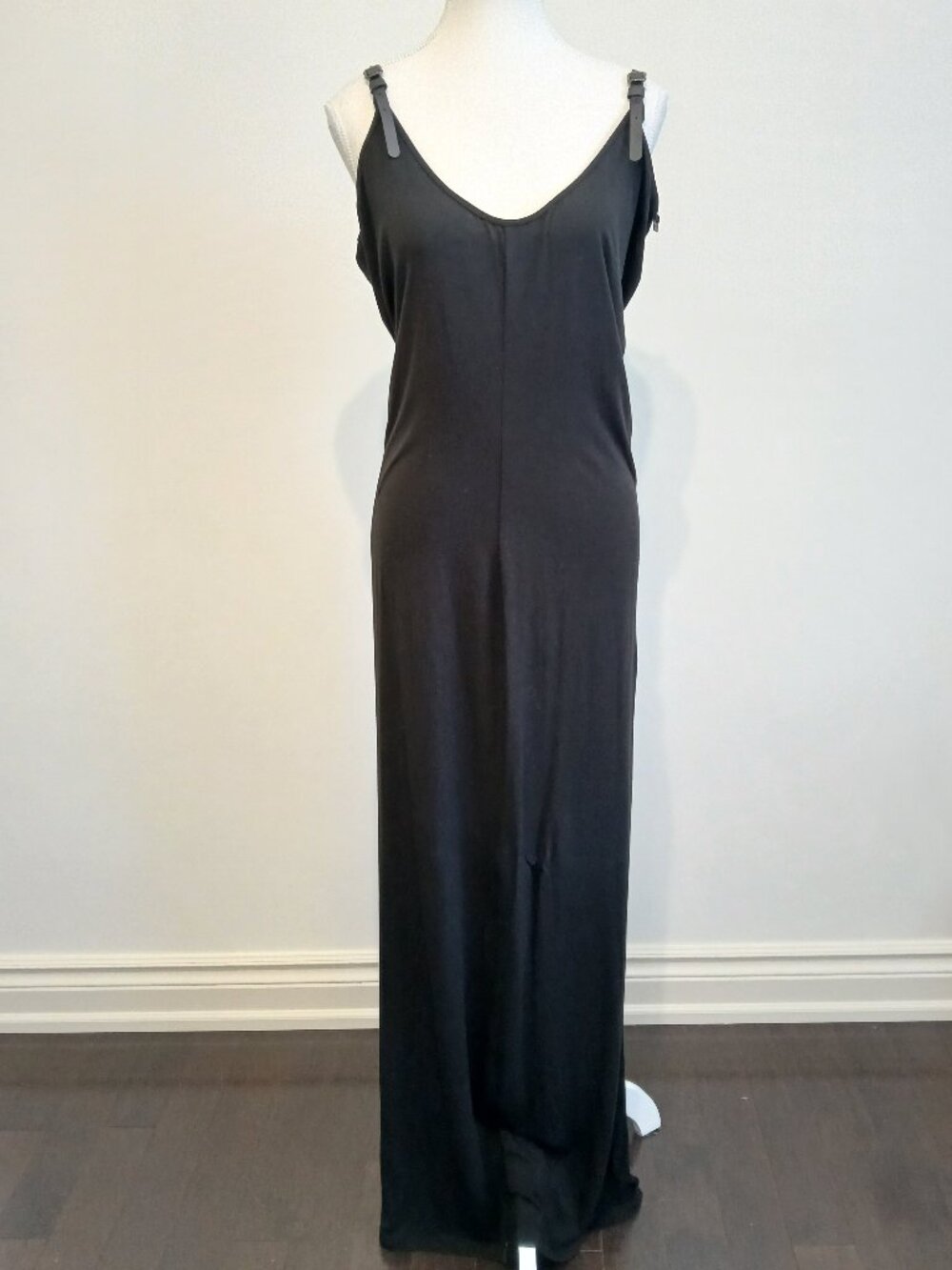 Rudsak Stretch Jersey Knit Maxi Slip Dress Leather Straps Size Large